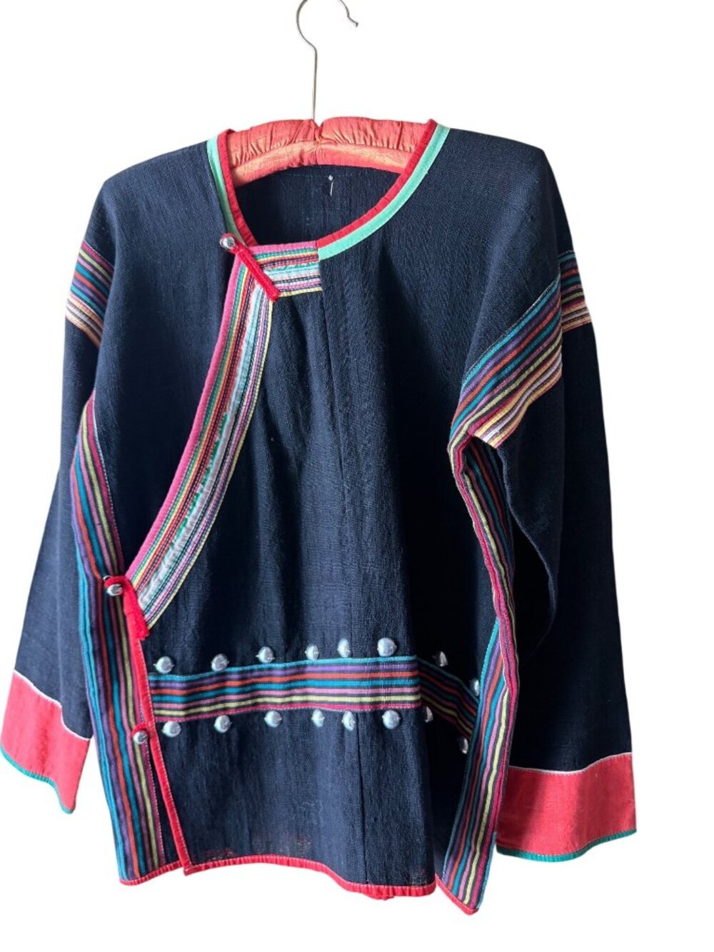 Vintage Unisex Woven Embroidered Ethnic Tribal Jacket Size M/L Multicolor Cotton